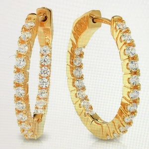 Glamouresq 14K Gold Finish Cubic ZC Hoop Earings